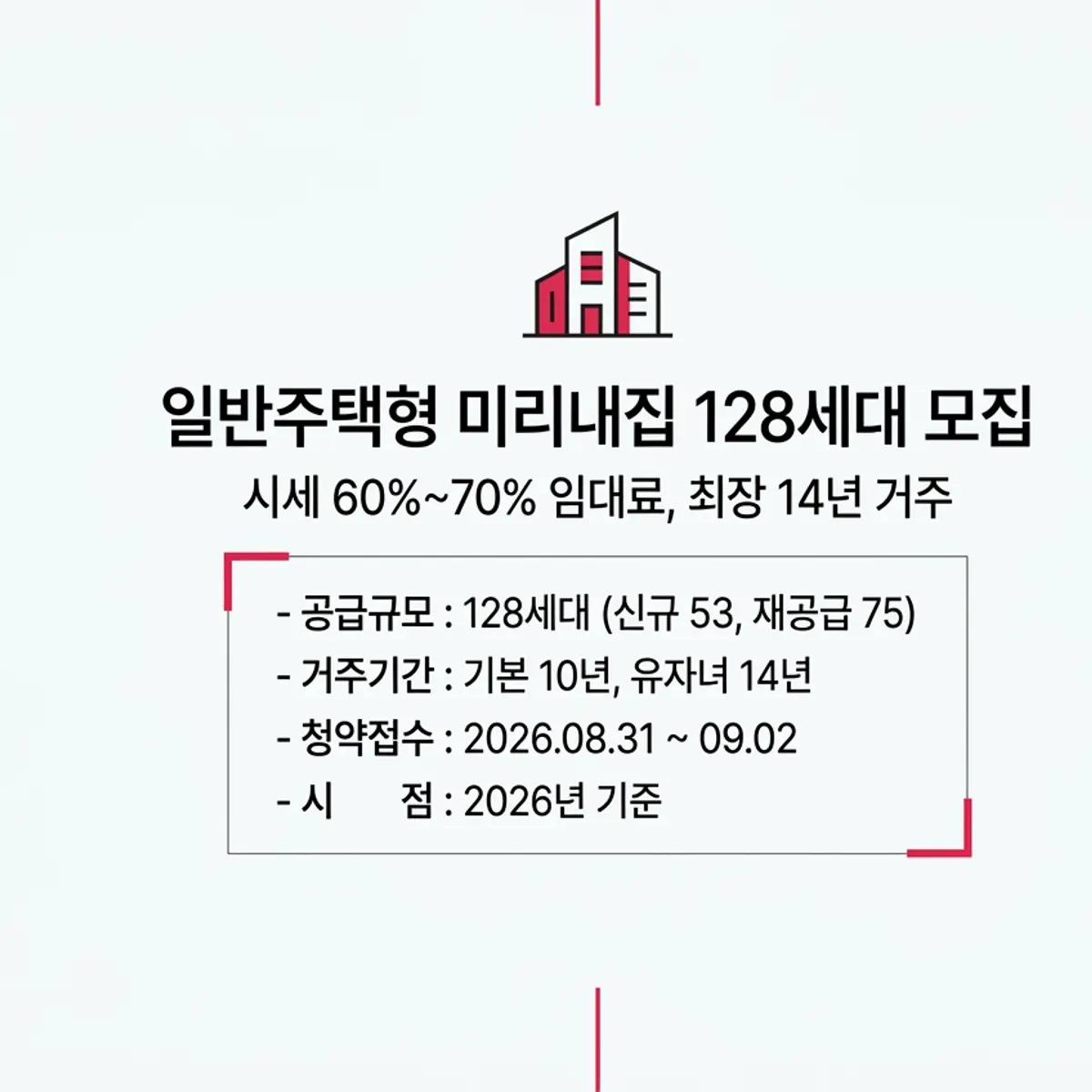 일반주택형 미리내집 128세대 모집 자격과 거주 조건 안내